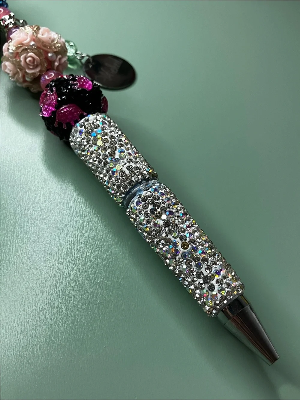 Glinda Clay Doll with Wicked Charm Rhinestone Handmade Beaded Pen